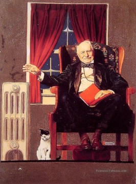 Norman Rockwell Painting - Hombre sentado junto a un radiador Norman Rockwell